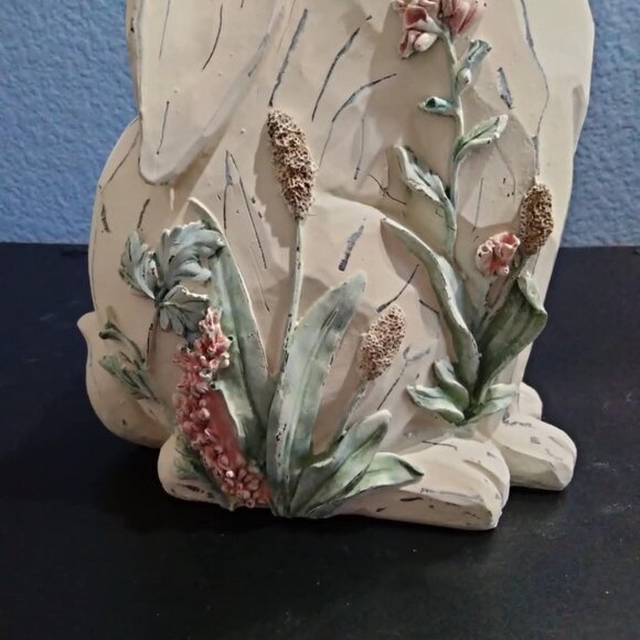 Garden Bunnies, Set of Two, Floral Resin - Picture 4 of 9